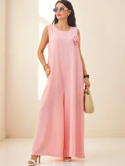 Online Atena Rosa Palazzo – elegancki kombinezon na ramiączkach z tkaniny wiskozowej Kombinezony