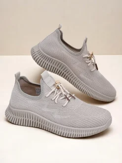 Aurelia Beige – Beżowe tenisówki damskie tkanina sznurowane Damskie Ugc|Sportowe