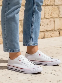 Clearance Aurelia Bianca – Klasyczne białe trampki damskie na płaskiej podeszwie Ugc|Trampki