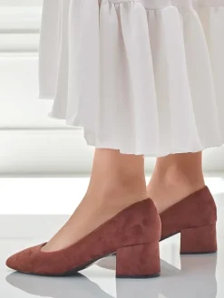 Aurelia Classico – Brązowe czółenka damskie zamszowe na słupku 4,5 cm Klasyczne