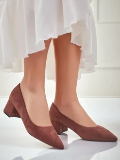 Aurelia Classico – Brązowe czółenka damskie zamszowe na słupku 4,5 cm Klasyczne