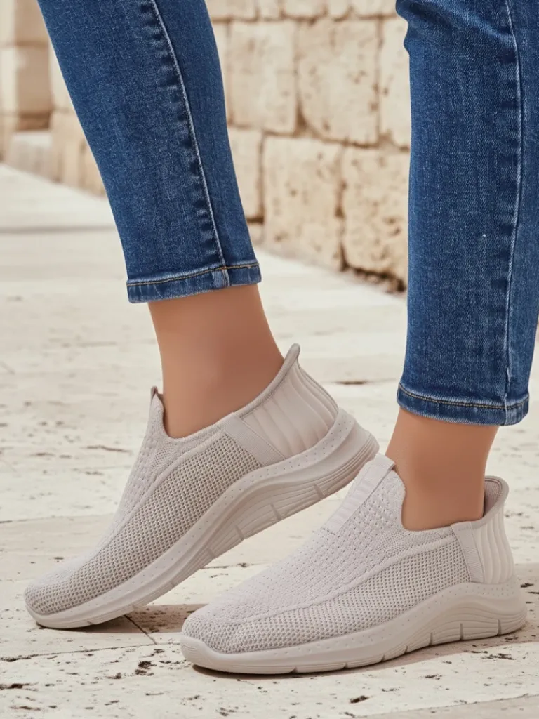 Sale Aurelia Comfort Beżowe Slip On Damskie Buty z Tkaniny Na Płaskim Obcasie Damskie Ugc|Bieganie, Ćwiczenia I Trening