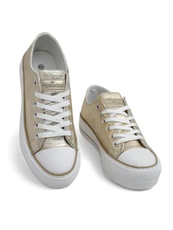 Clearance Aurelia Italia złote trampki damskie na platformie tkanina wiosna lato Ugc|Trampki