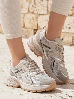 Aurelia Luna damskie sneakersy sznurowane ecru Damskie Sneakersy