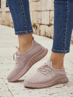 Clearance Aurelia Rosa – damskie buty sportowe z tkaniny, różowe, płaski obcas Damskie Ugc|Sportowe