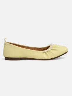 Online Baleriny Damskie Aurelia Bella w Żółtym Kolorze ze Skóry Ekologicznej Buty Na Wielkie Wyjście|Baleriny Klasyczne