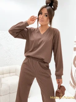 Bawełniany Damski komplet sweterkowy Shadow Line Damskie Komplety Damskie