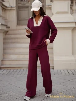 New Bawełniany Damski komplet sweterkowy Fissa Damskie Komplety Damskie