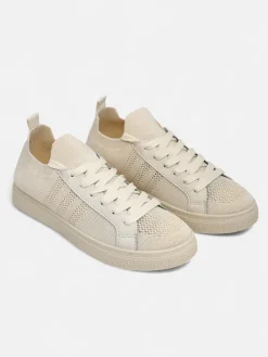 Outlet Beżowe sneakersy Damiani – lekkie trampki tkanina/skóra eco na lato Trampki