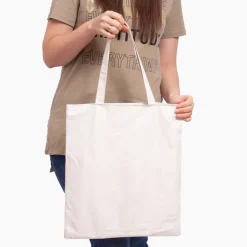 Online Biała materiałowa torba z nadrukiem - Akcesoria Damskie Materiałowe