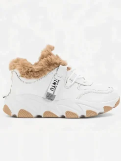 Online Białe sportowe sneakersy damskie z futerkiem Nonua- Obuwie Damskie Śniegowce|Ocieplane