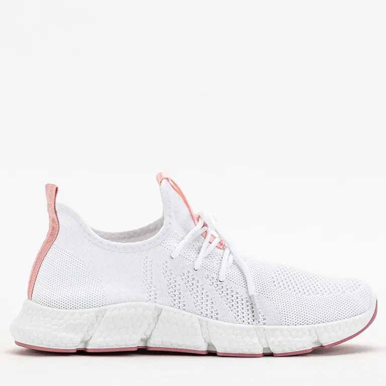 Online Biało- różowe sportowe buty damskie Baym - Obuwie Damskie Bieganie, Ćwiczenia I Trening