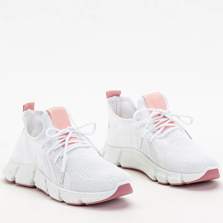 Online Biało- różowe sportowe buty damskie Baym - Obuwie Damskie Bieganie, Ćwiczenia I Trening