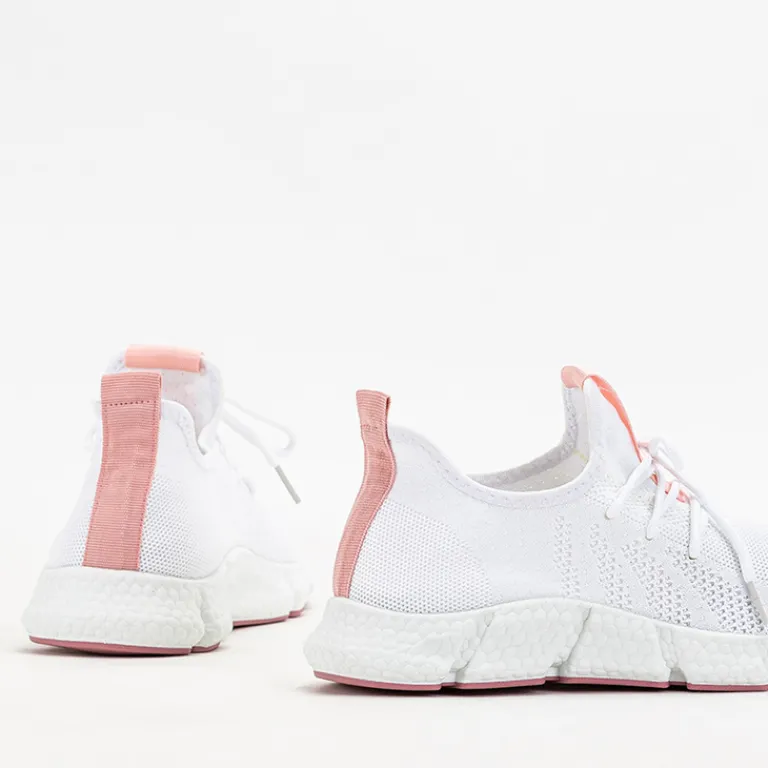 Online Biało- różowe sportowe buty damskie Baym - Obuwie Damskie Bieganie, Ćwiczenia I Trening