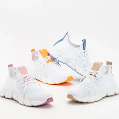 Online Biało- różowe sportowe buty damskie Baym - Obuwie Damskie Bieganie, Ćwiczenia I Trening