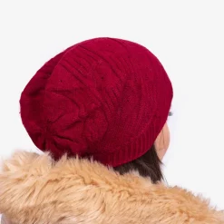 New Bordowa ciepła damska dwuwarstwowa czapka - Akcesoria Damskie Czapki I Kapelusze