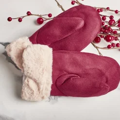 Discount Bordowe dziecięce rękawiczki na sznurku i z jednym palcem - Rękawiczki Rękawiczki