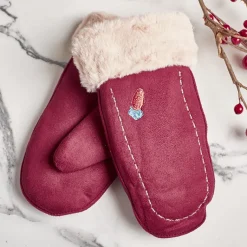 Discount Bordowe dziecięce rękawiczki na sznurku i z jednym palcem - Rękawiczki Rękawiczki