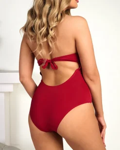 damski kostium jednoczęściowy z ozdobnym wzorem - Bielizna Stroje Kąpielowe