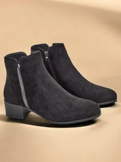 Sale Botki Amicus Nero Elegante na Jesień i Zimę Botki Z Delikatnym Ociepleniem|Botki Na Płaskim Obcasie