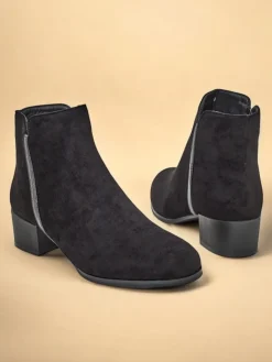 Sale Botki Amicus Nero Elegante na Jesień i Zimę Botki Z Delikatnym Ociepleniem|Botki Na Płaskim Obcasie