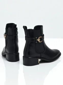 Best Botki damskie eko skórzane Calivra Botki Z Delikatnym Ociepleniem|Botki Na Płaskim Obcasie