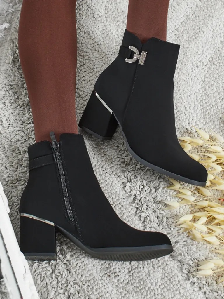 Clearance Botki damskie eko skórzane na słupku Ruvina Botki Bez Ocieplenia|Botki Na Słupku