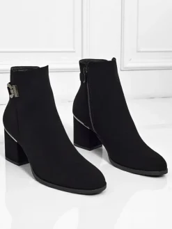 Clearance Botki damskie eko skórzane na słupku Ruvina Botki Bez Ocieplenia|Botki Na Słupku