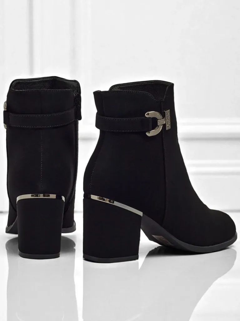 Clearance Botki damskie eko skórzane na słupku Ruvina Botki Bez Ocieplenia|Botki Na Słupku