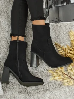 Botki damskie eko zamszowe na słupku Rune Fast Botki Bez Ocieplenia|Botki Na Słupku