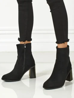 Botki damskie eko zamszowe na słupku Rune Fast Botki Bez Ocieplenia|Botki Na Słupku