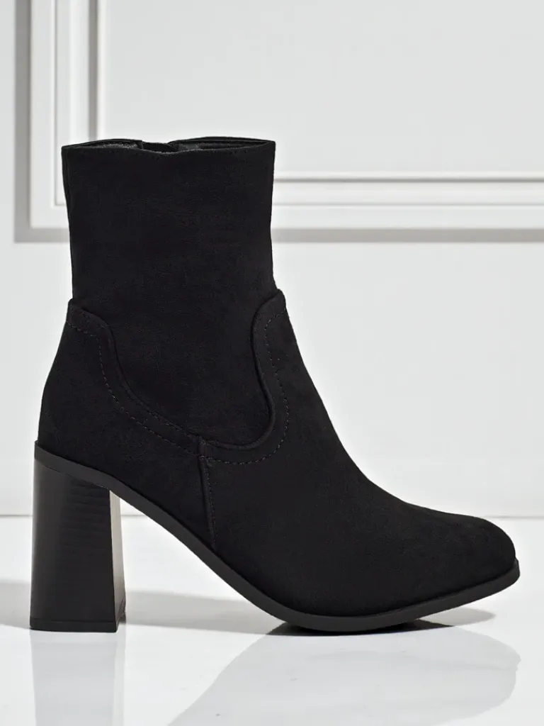 Botki damskie eko zamszowe na słupku Rune Fast Botki Bez Ocieplenia|Botki Na Słupku