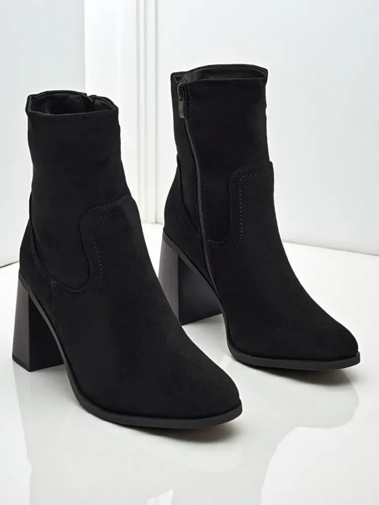 Botki damskie eko zamszowe na słupku Rune Fast Botki Bez Ocieplenia|Botki Na Słupku