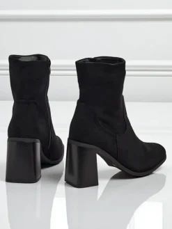 Botki damskie eko zamszowe na słupku Rune Fast Botki Bez Ocieplenia|Botki Na Słupku