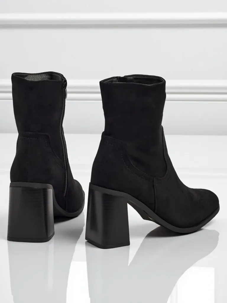 Botki damskie eko zamszowe na słupku Rune Fast Botki Bez Ocieplenia|Botki Na Słupku