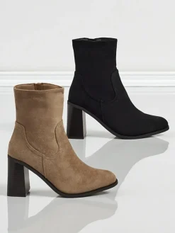 Botki damskie eko zamszowe na słupku Rune Fast Botki Bez Ocieplenia|Botki Na Słupku