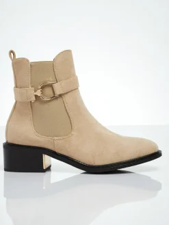 Botki damskie eko zamszowe Calivra Botki Z Delikatnym Ociepleniem|Botki Na Płaskim Obcasie