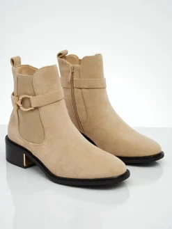 Botki damskie eko zamszowe Calivra Botki Z Delikatnym Ociepleniem|Botki Na Płaskim Obcasie