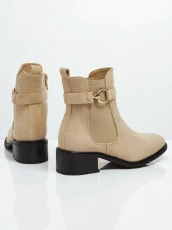 Botki damskie eko zamszowe Calivra Botki Z Delikatnym Ociepleniem|Botki Na Płaskim Obcasie