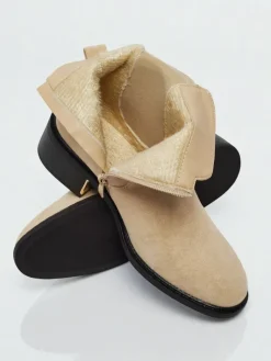 Botki damskie eko zamszowe Calivra Botki Z Delikatnym Ociepleniem|Botki Na Płaskim Obcasie