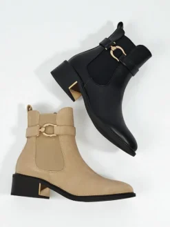 Botki damskie eko zamszowe Calivra Botki Z Delikatnym Ociepleniem|Botki Na Płaskim Obcasie