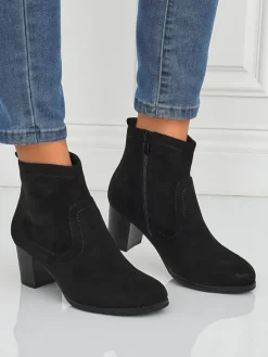 Best Botki damskie eko zamszowe na obcasie Crimson Echo Botki Z Delikatnym Ociepleniem|Botki Na Słupku