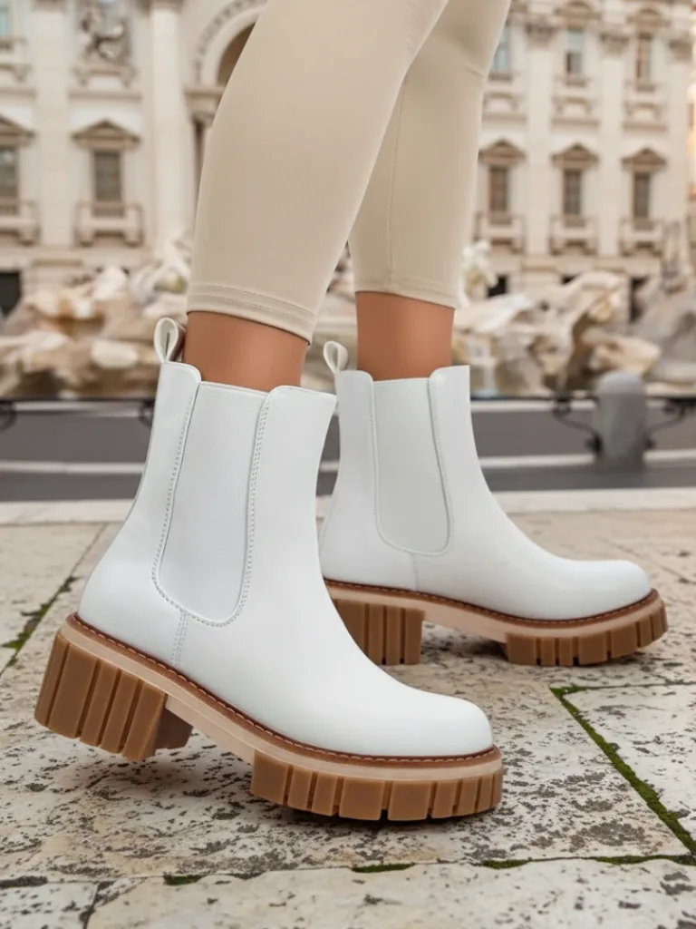 Botki na słupku z eko nubuku Amber Walk Botki Na Słupku|Nowość