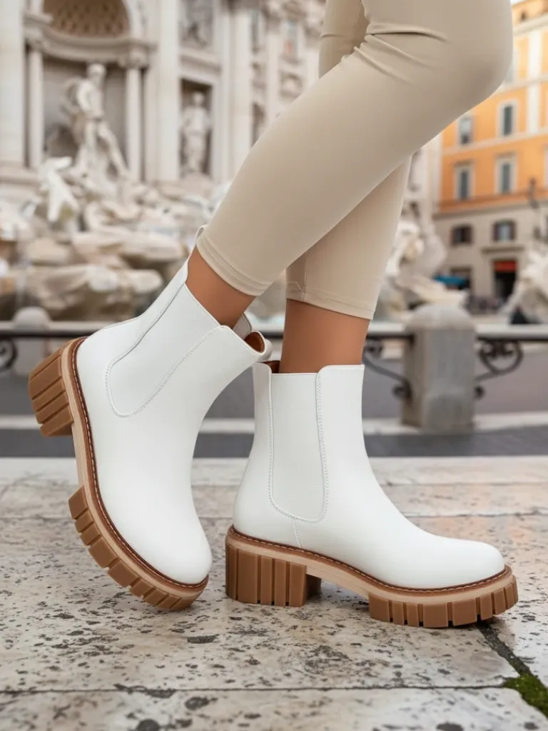 Botki na słupku z eko nubuku Amber Walk Botki Na Słupku|Nowość