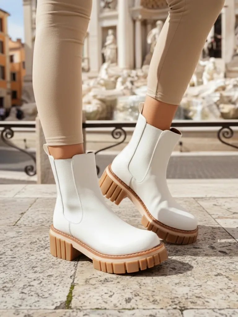 Botki na słupku z eko nubuku Amber Walk Botki Na Słupku|Nowość