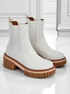 Botki na słupku z eko nubuku Amber Walk Botki Na Słupku|Nowość