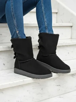 Best Botki Stella z ekoskóry zamszowej na płaskim obcasie Śniegowce