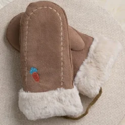 Clearance Brązowe dziecięce rękawiczki na sznurku i z jednym palcem - Rękawiczki Rękawiczki