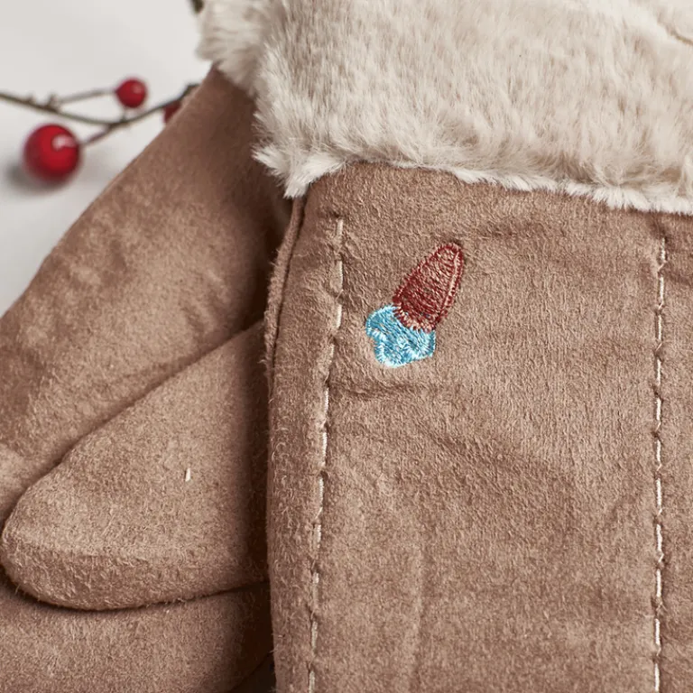 Clearance Brązowe dziecięce rękawiczki na sznurku i z jednym palcem - Rękawiczki Rękawiczki