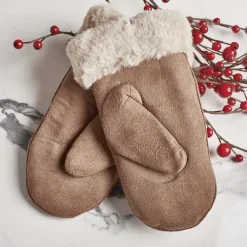 Clearance Brązowe dziecięce rękawiczki na sznurku i z jednym palcem - Rękawiczki Rękawiczki